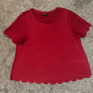 Topshop Red Boxy Crop Short Sleeve T-Shirt